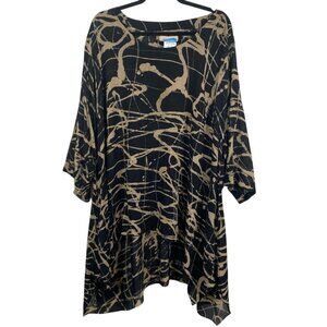 Adverb Top Black Sz 3X/4X  Lagenlook Artsy Asymmetrical High Low Oversized